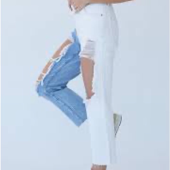 PacSun Two-Toned Distressed High Waisted Straight Leg Jeans - Picture 2 of 11